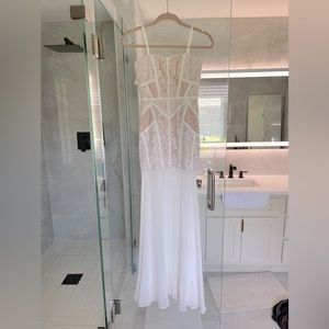 Rare BCBG Nude Lace Chiffon Dress
